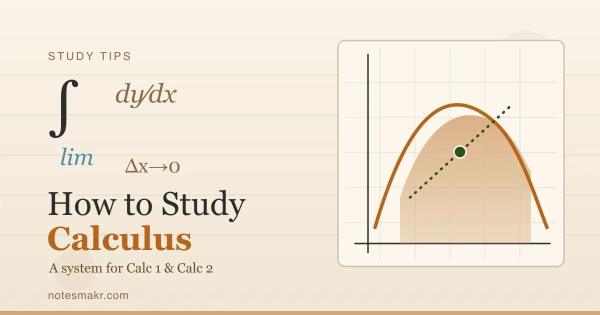 How to Study Calculus: A System for Calc 1 and Calc 2 (2026)
