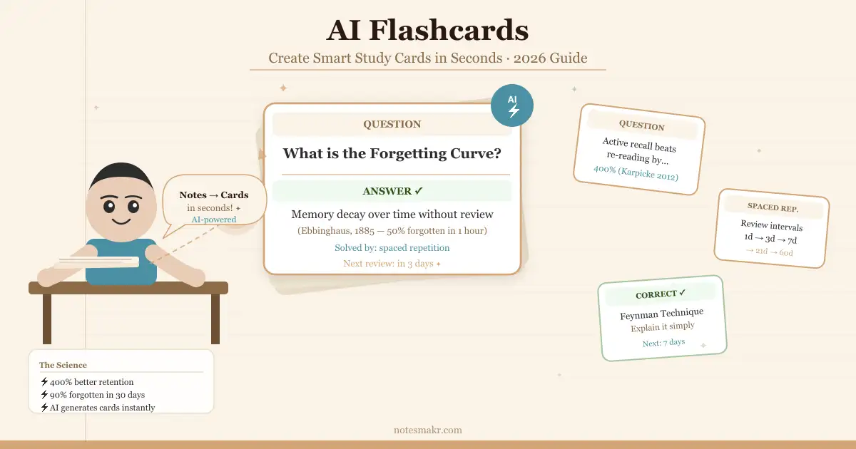 AI Flashcards: Create Smart Study Cards in Seconds (2026 Guide) | Notesmakr