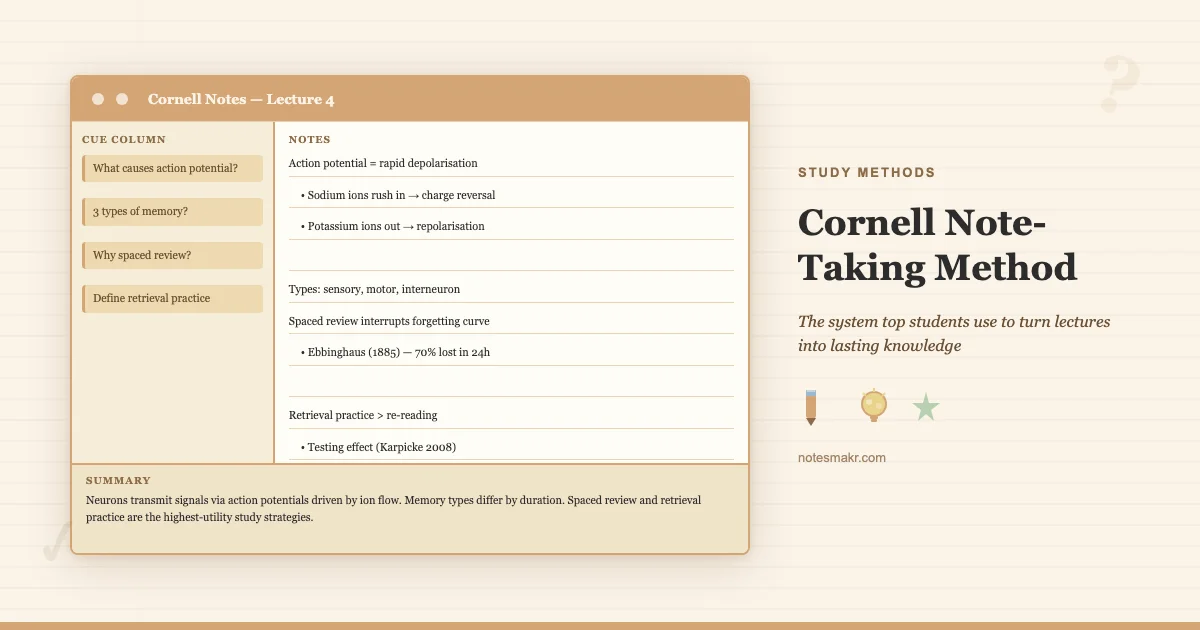 Cornell Note-Taking Method: The System Top Students Use | Notesmakr