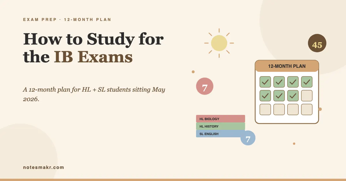 Ib Exam Pack How to Study for IB Exams: A 12-Month Plan (HL + SL 2026) | Notesmakr