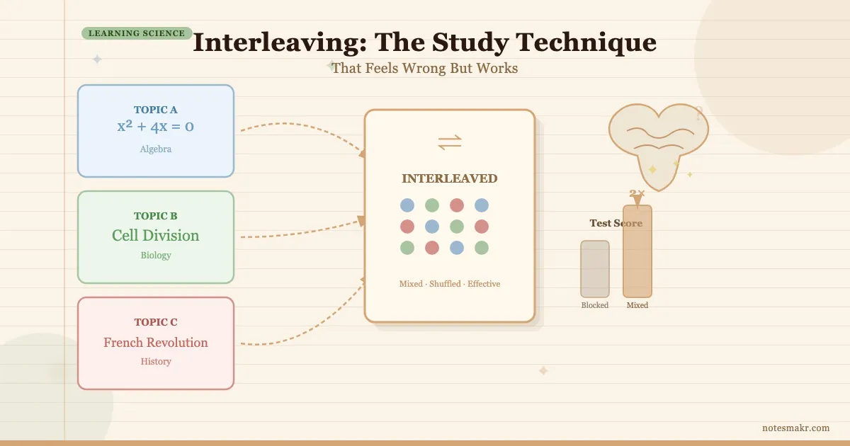 Interleaved Study Interleaving: The Study Technique That Feels Wrong But Works | Notesmakr